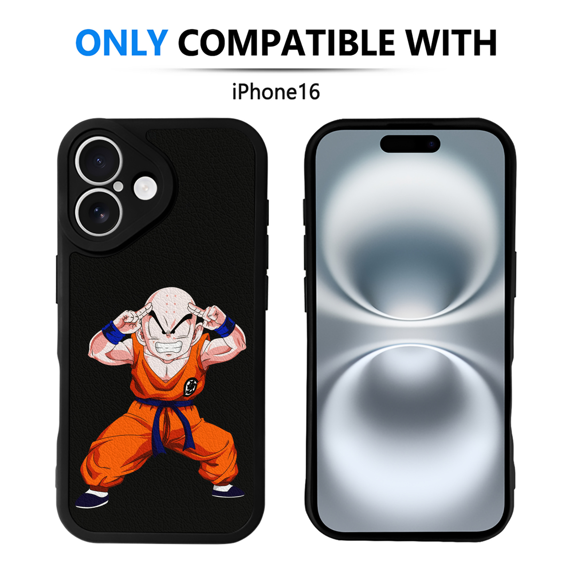 （画像用） ドラゴンボール クリリン DRAGON BALL krillin 【iPhone 16シリーズ対応】シリコンスマホケース（レザー調） 材質：シリコン